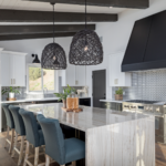 Modern kitchen with black range hood