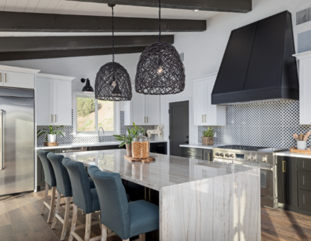 Modern kitchen with black range hood
